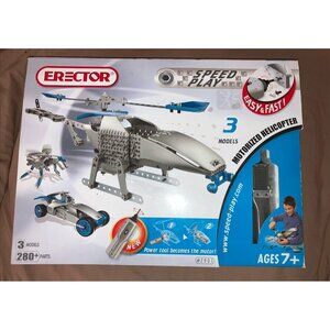 Erector Speed Play Motorized Helicopter/Creature/Car 280 Pieces #7901 OPEN BOX
